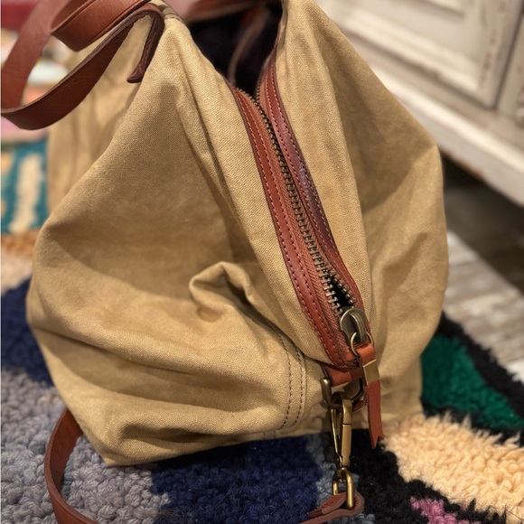 Madewell Brown Leather and Black Canvas Tote - Picture 6 of 6